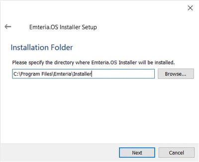 Specify the directory where emteria.OS will be installed