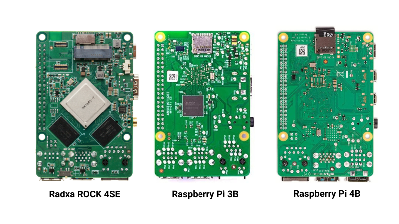 ROCK 4SE vs Raspberry Pi 3B vs Raspberry Pi 4B back